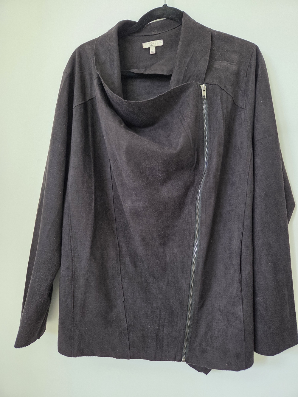 KORI Black XL Vegan Suede Zip Jacket